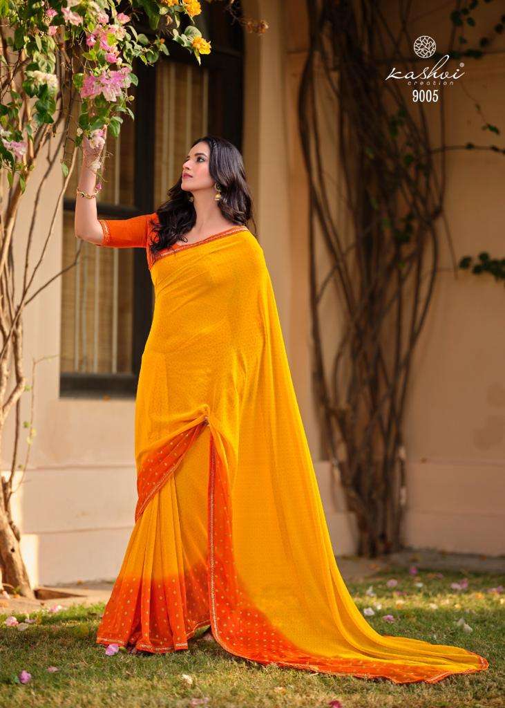 soundarya by kashvi georgette fancy printed saree supplier in surat