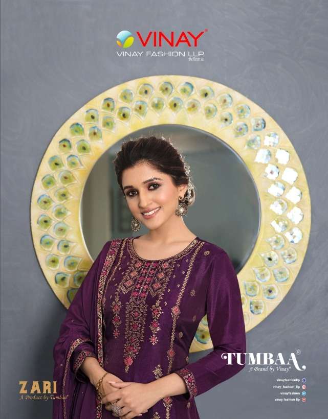 tumbaa zari by vinay fashion full stitch viscose dola jacquard top bottom with dupatta