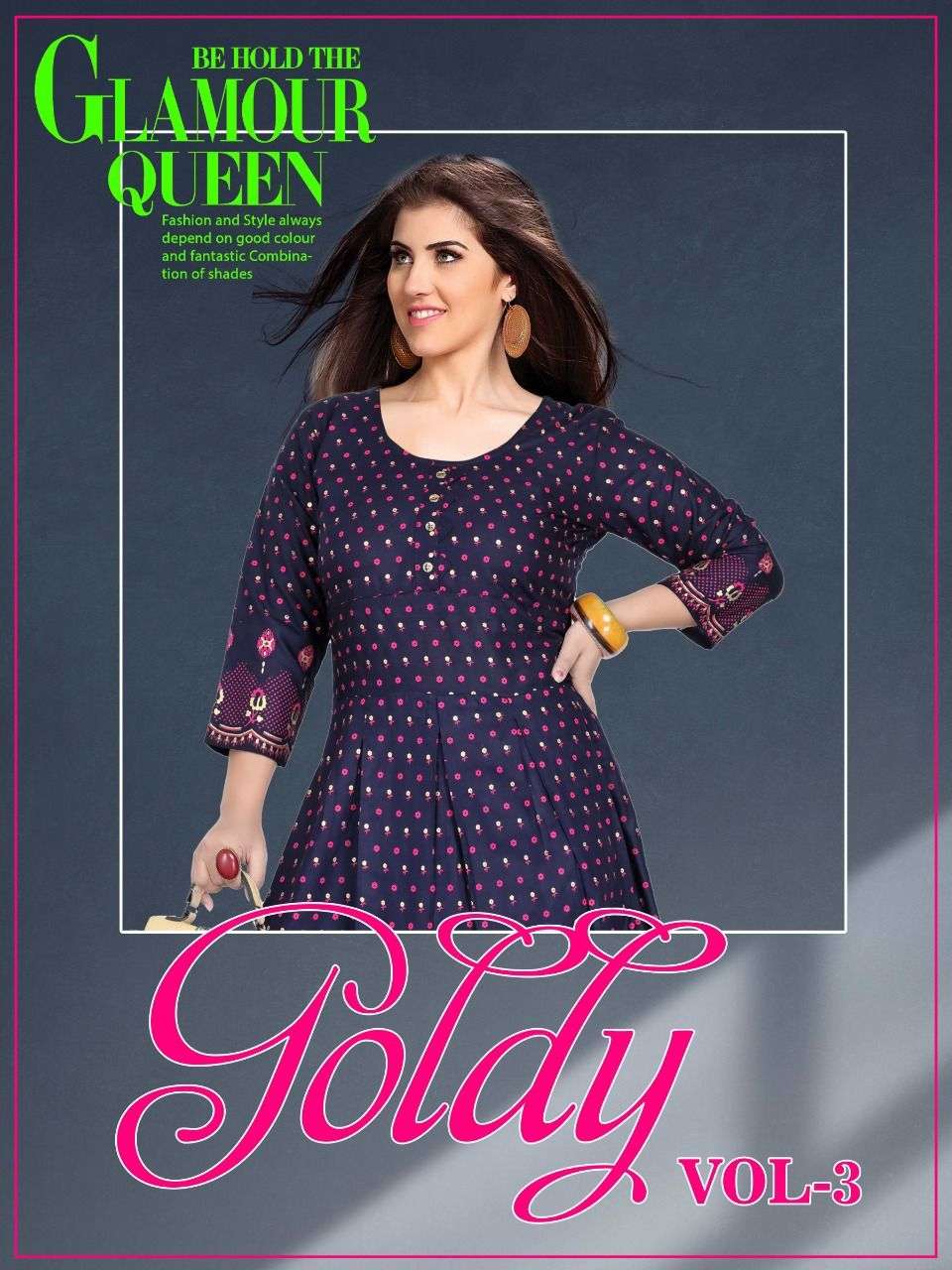   Beauty Queen Goldy Vol-3 HEAVY RAYON FOIL PRINT FLAIR KURTI CATALOG WHOELSALER BEST RATE 