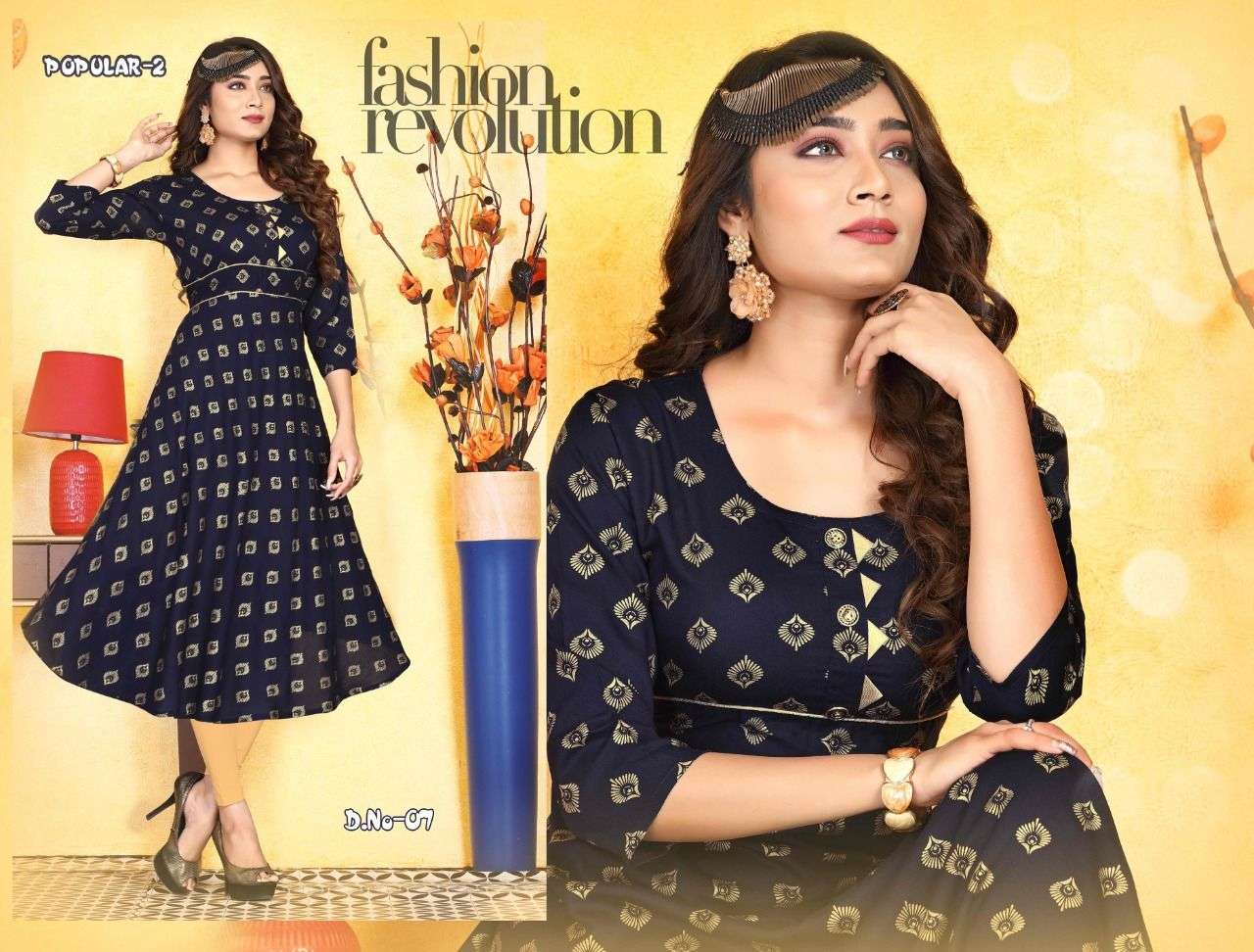 BEAUTY QUEEN POPULAR-2 HEAVY RAYON FOIL PRINTED KURTI CATALOG WHOLESALER BEST RATE