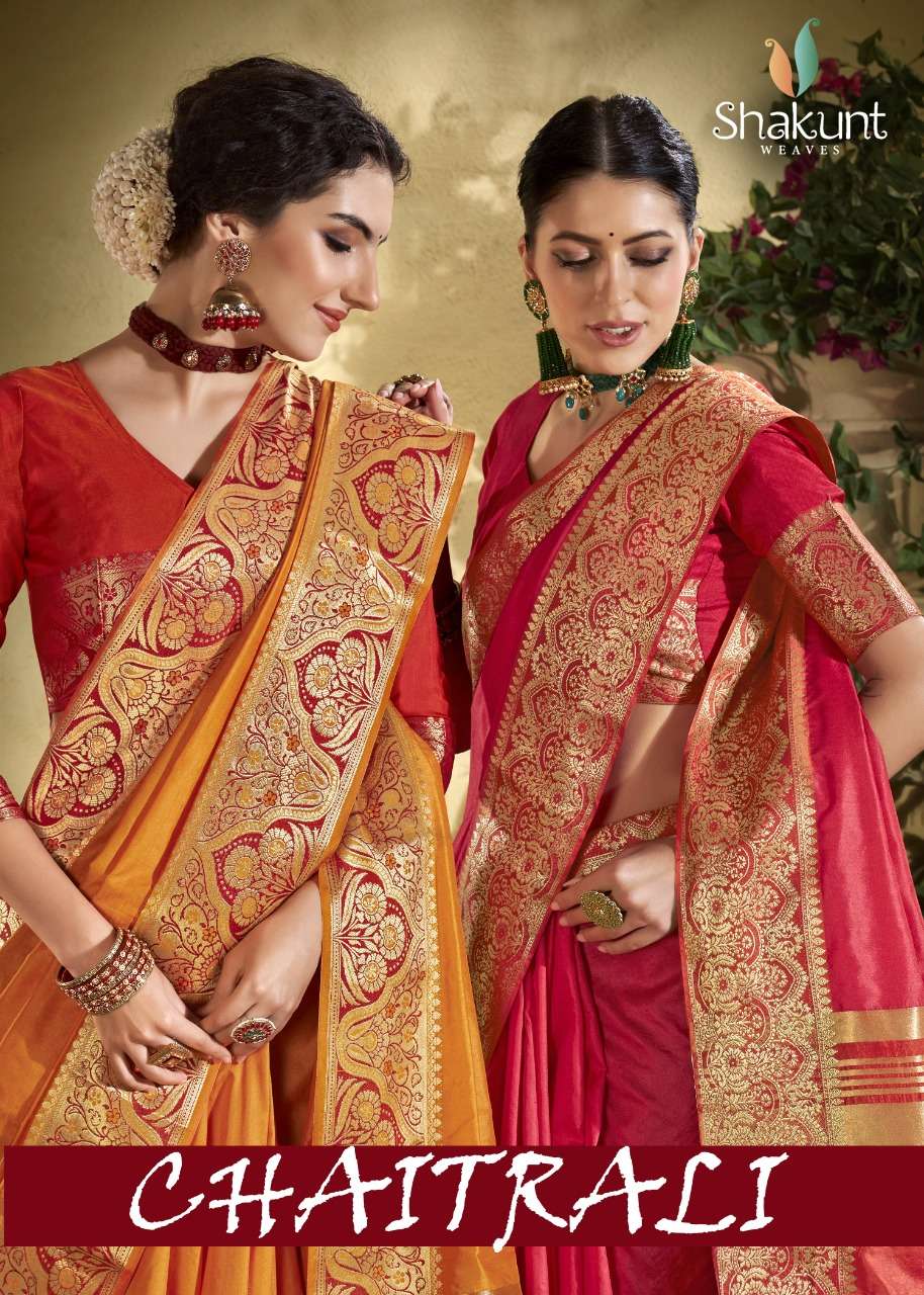 chaitrali by shakunt art silk casual wear fancy saree exporter