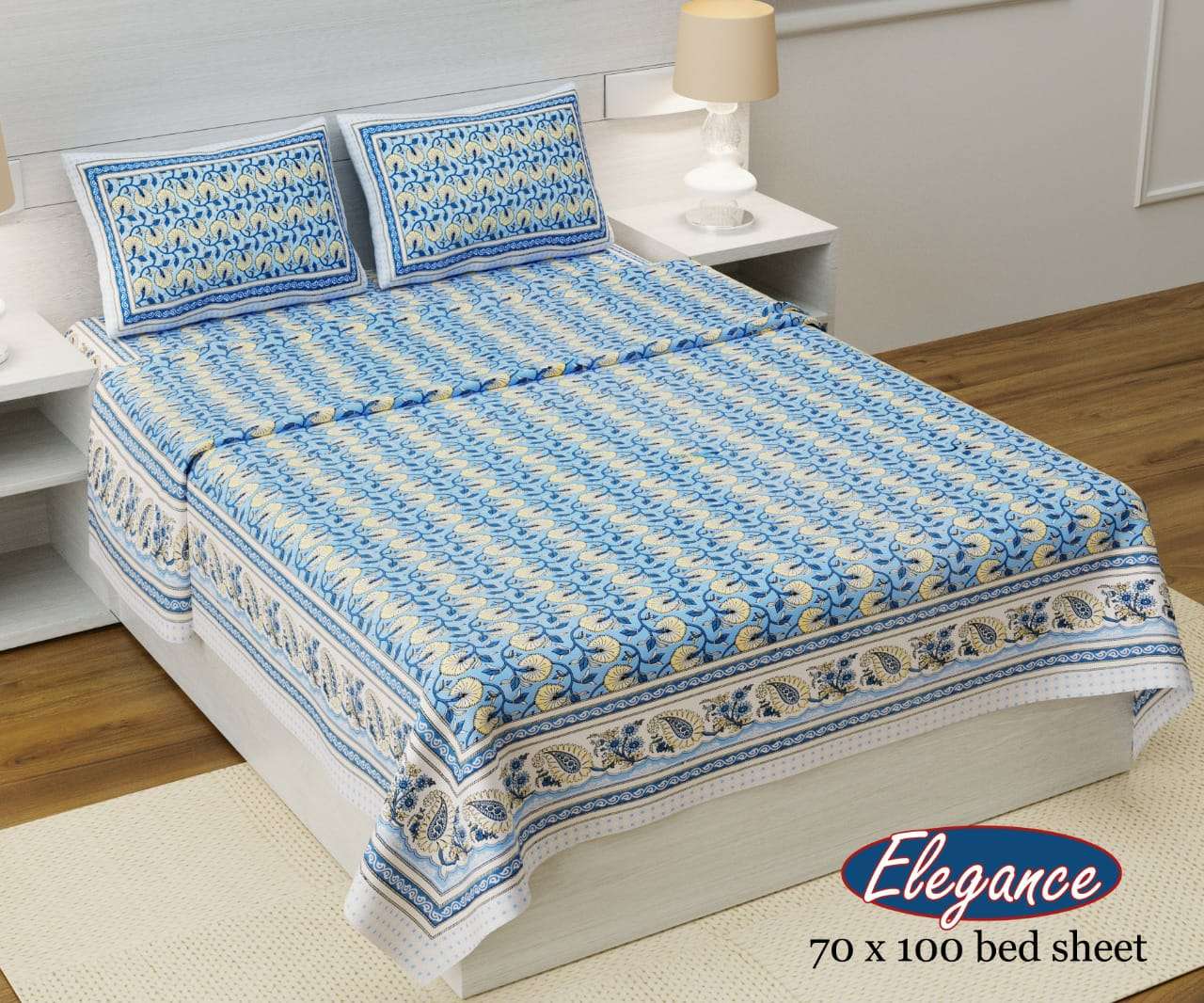 elegance jaipuri cotton bedsheets with 2 pillow cover best wholesale rate 
