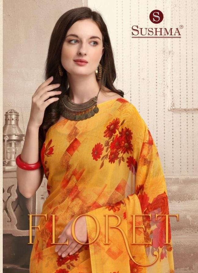 floret by sushma georgette printed saree wholesaler