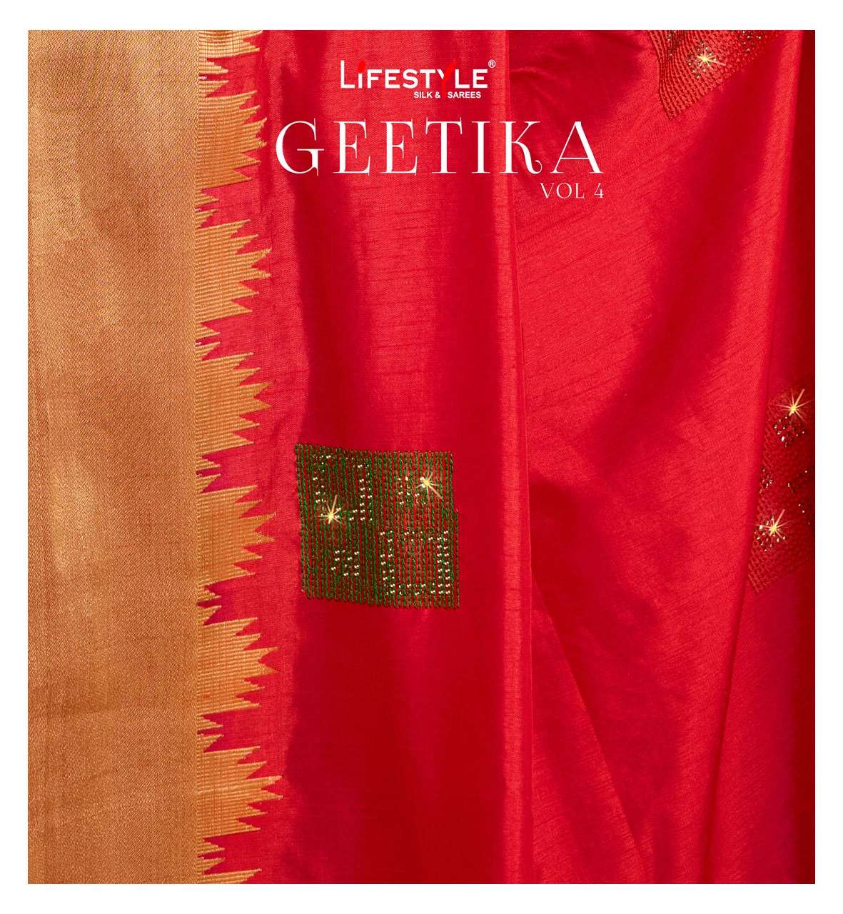 geetika vol 4 by lifestyle nylon silk traditional wear saree with diamond work