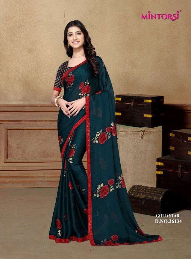 gold star by mintorsi moss chiffon printed saree seller