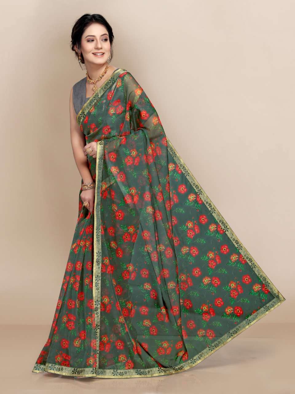 Kia Organza digital print sarees collection