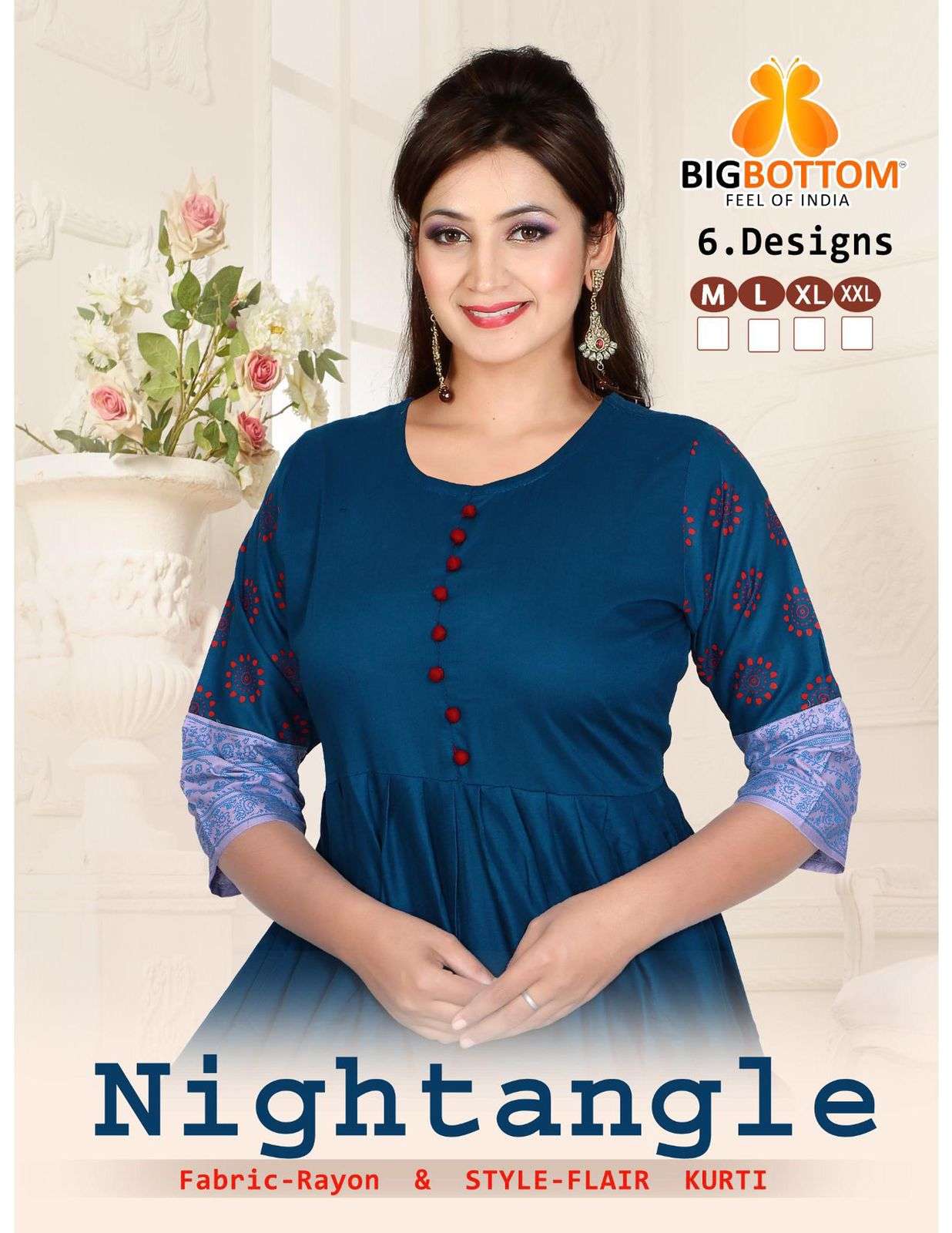 nightangle by big bottom heavy rayon foil print kurti catalog wholesaler best rate