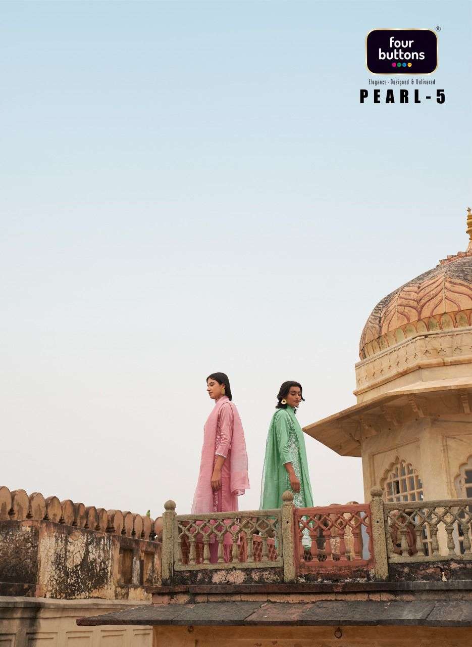 pearl vol 5 by four buttons lucknowi work readymade fancy suits wholesaler