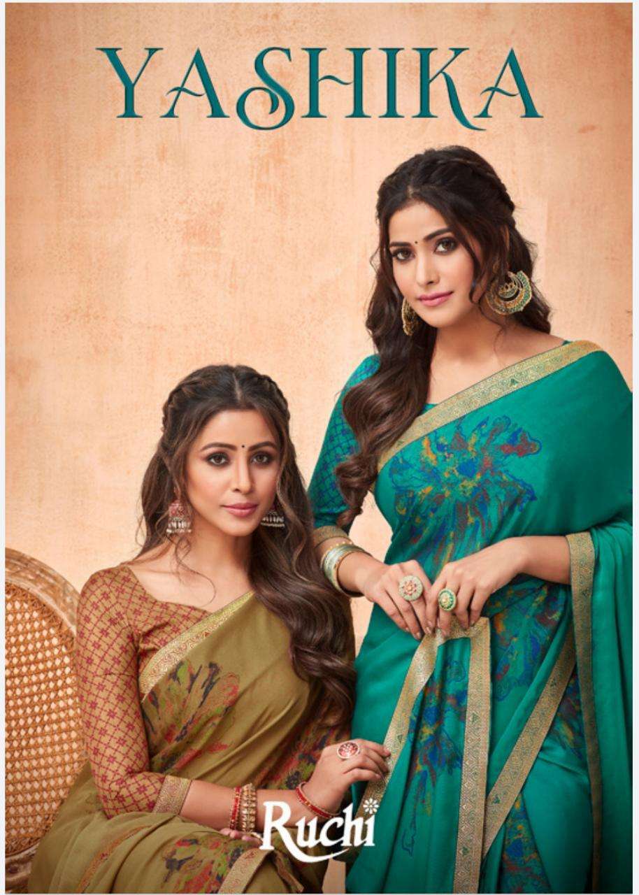 ruchi present yashika silk georgette classy look fancy sarees