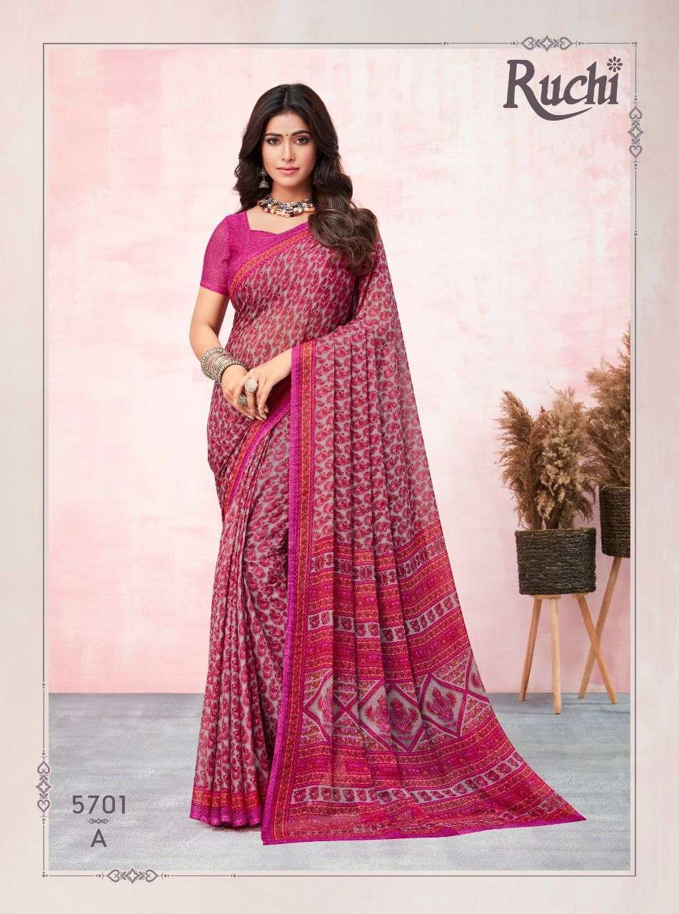 ruchi star chiffon vol 57 printed chiffon casual wear sarees 