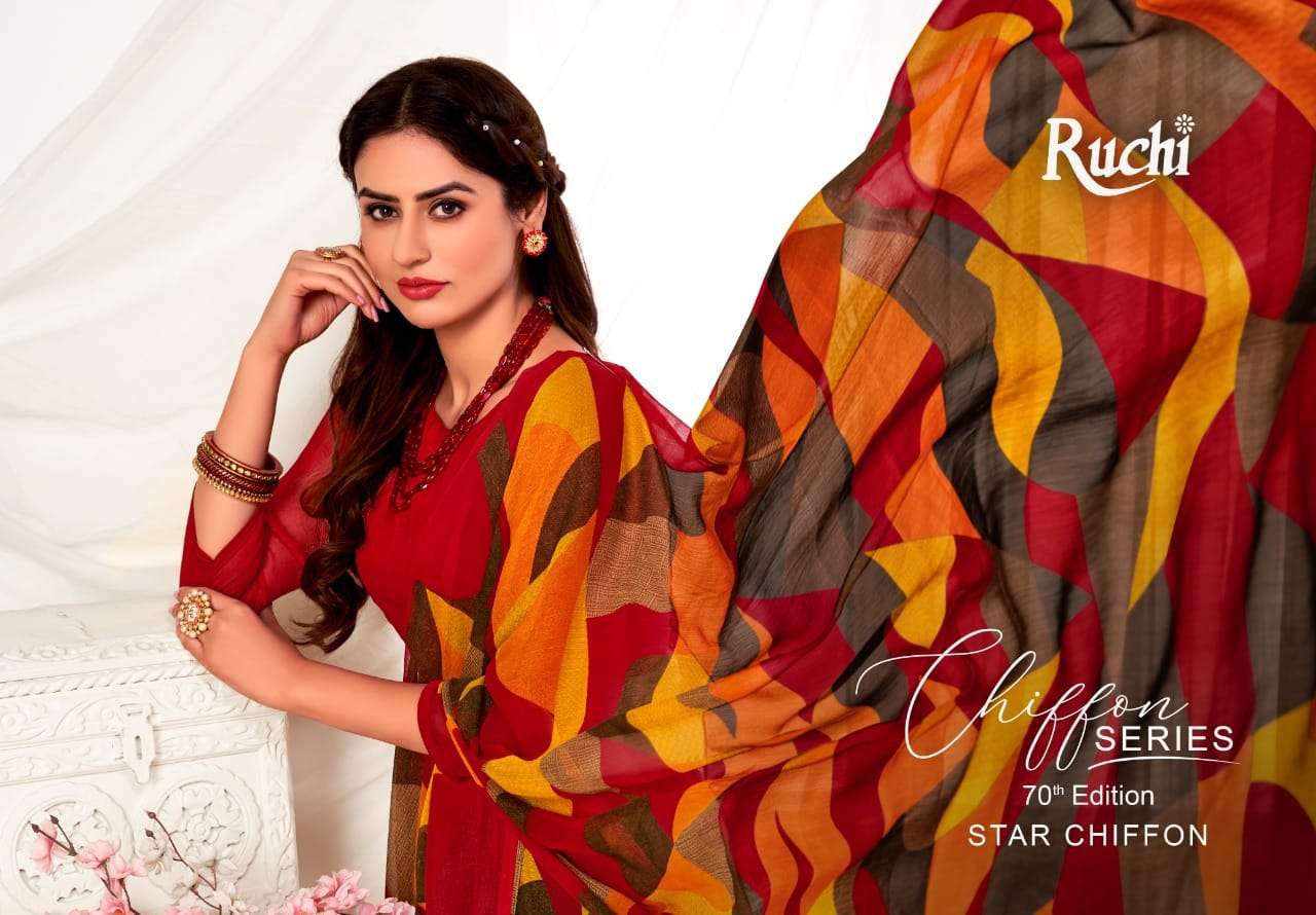 ruchi star chiffon vol 70 chiffon printed new design saree catalog