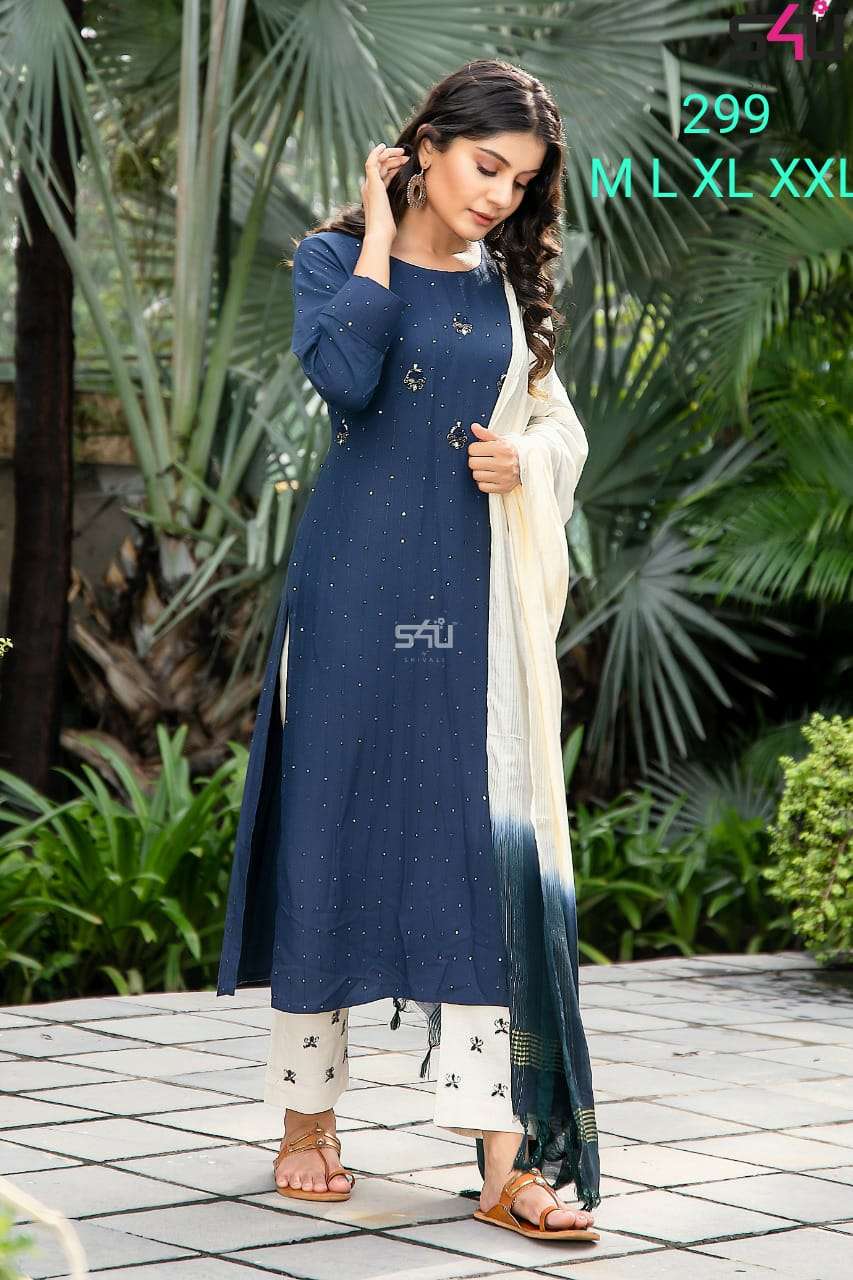 s4u 299 design combo set of top with bottom and dupatta 