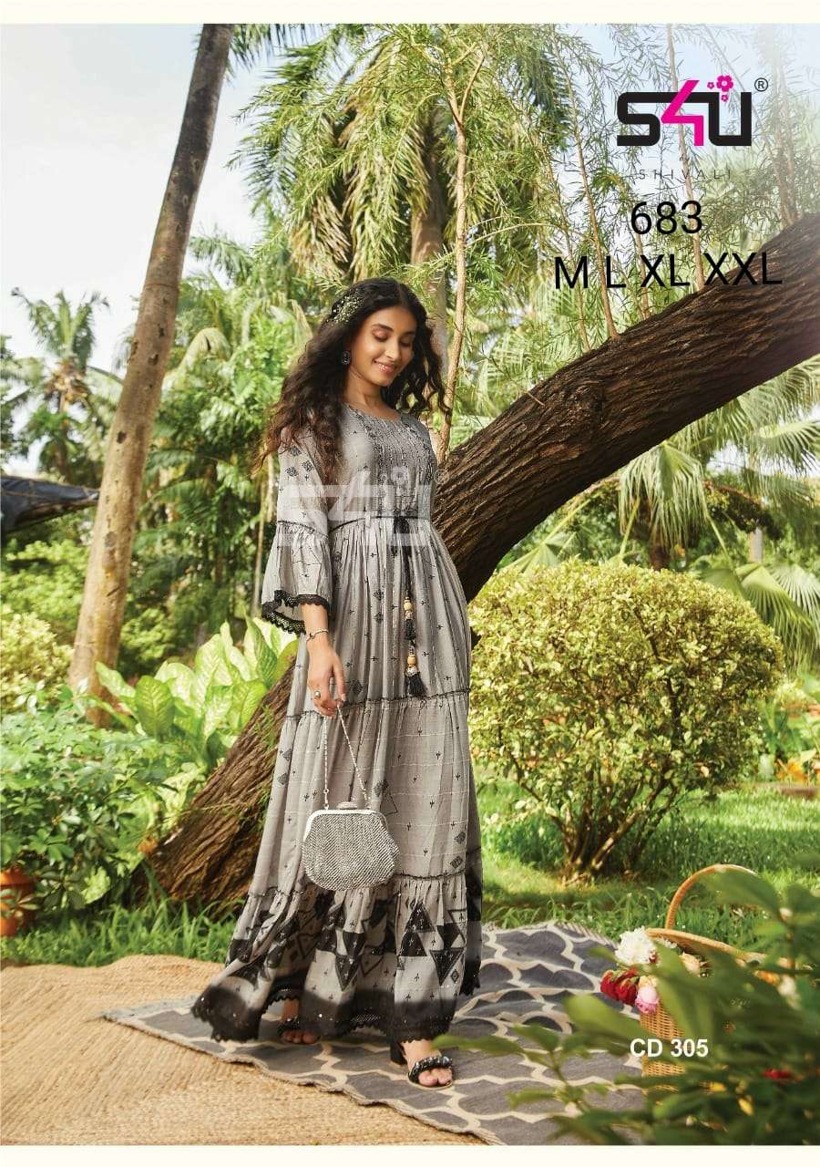 s4u 683 design combo set of long stylish kurtis for festive 