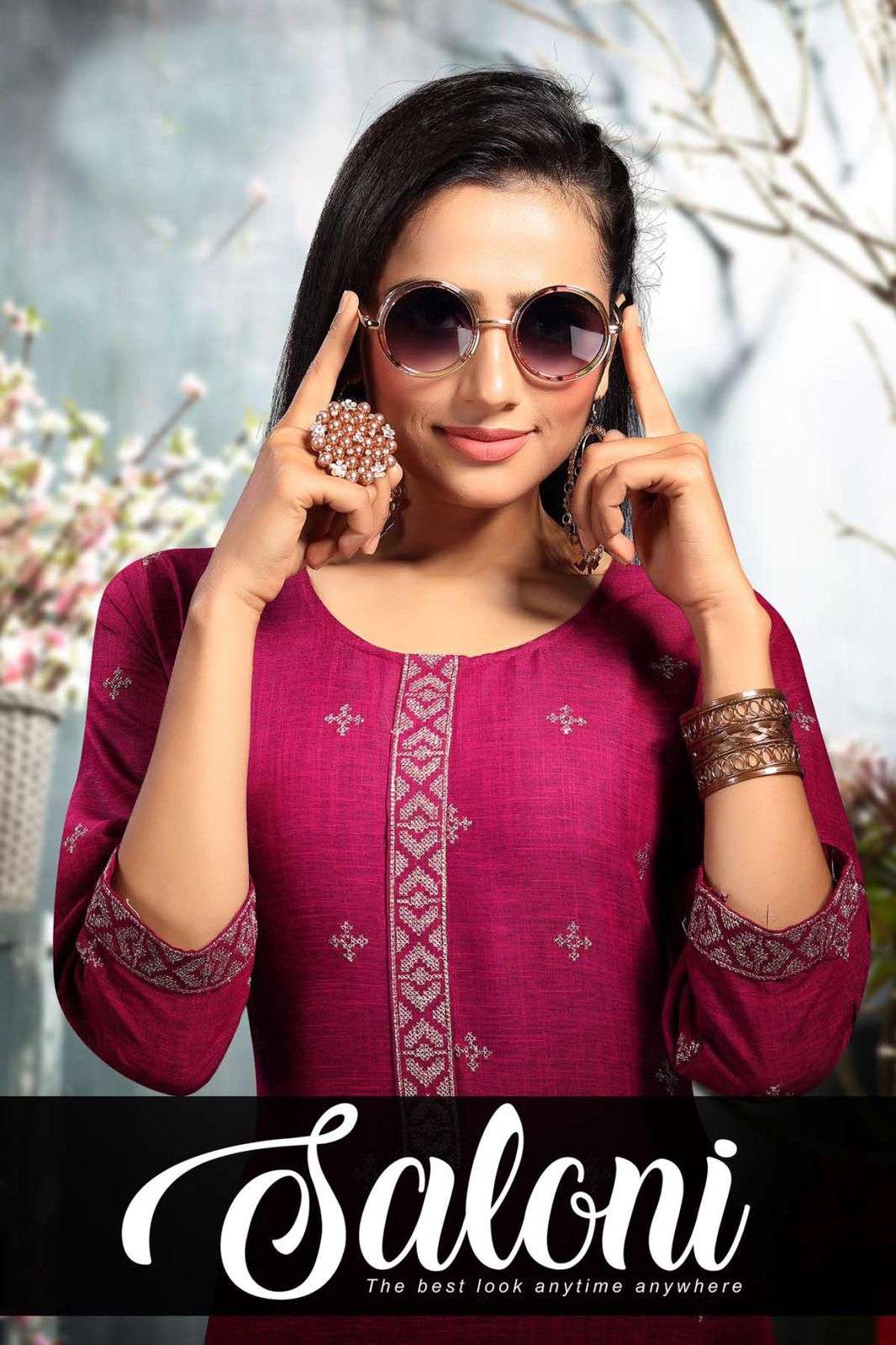 saloni by trendy heavy rayon two tone top and pant with embroidery kurti catalog wholesaler best rate