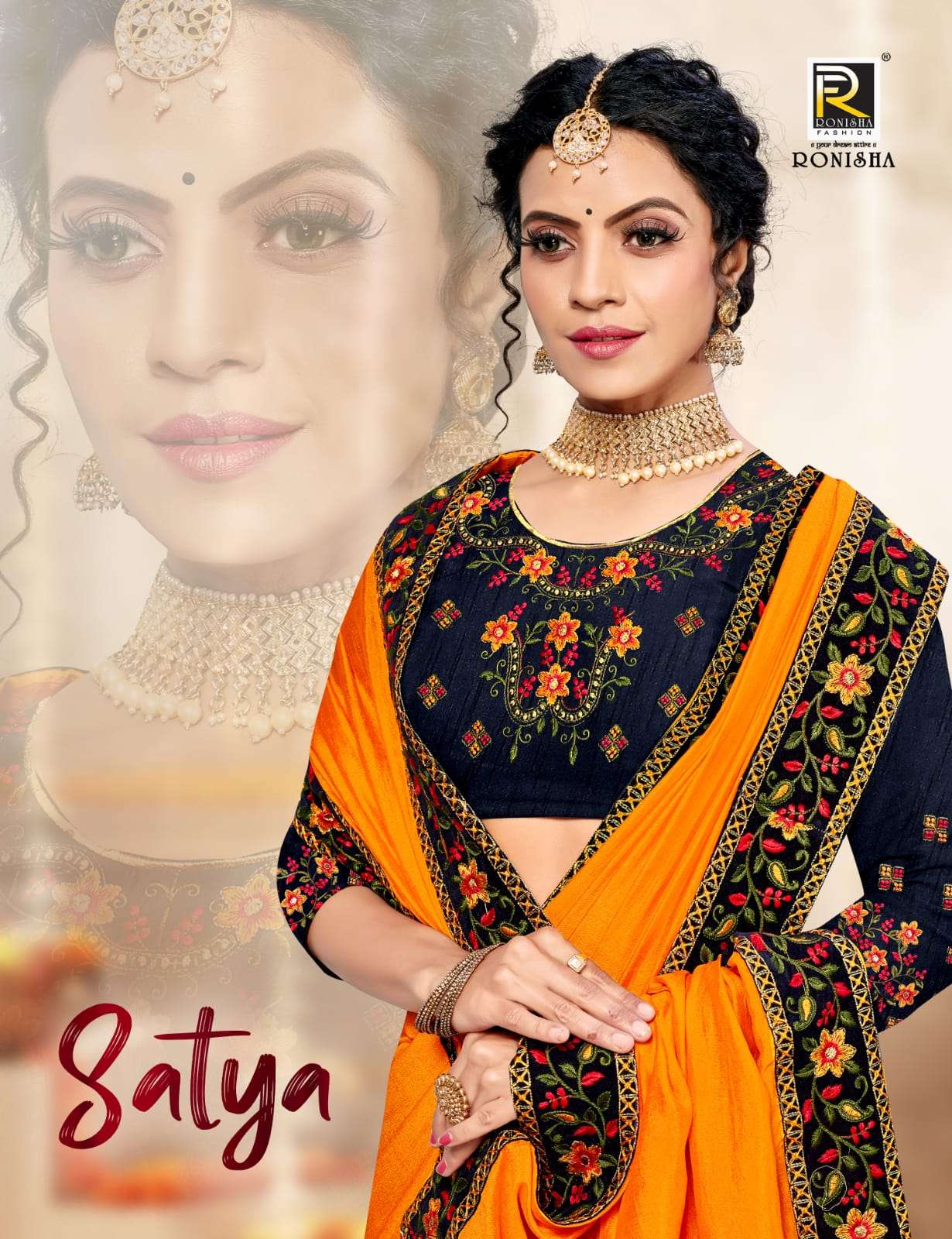 Satya by ranjna saree embroidery worked heavy blouse saree collecton online wholesale 