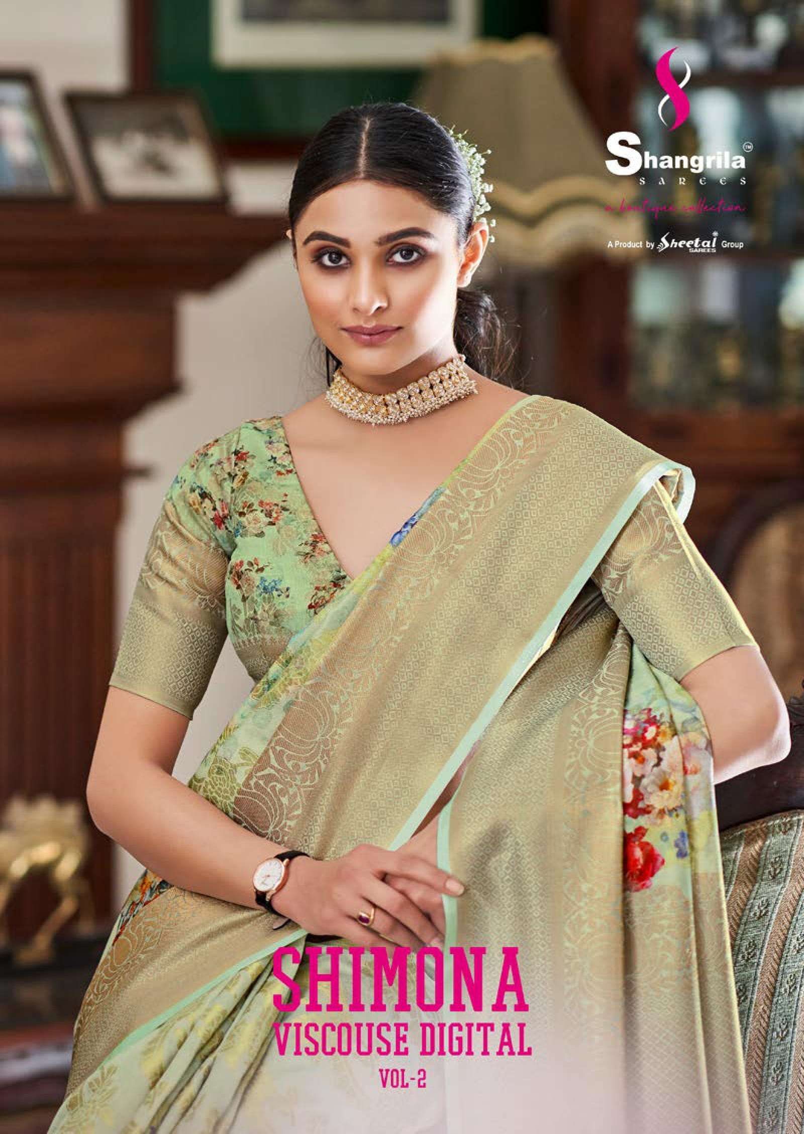 shangrila shimona viscouse digital vol 2 soft zari weaving sarees 