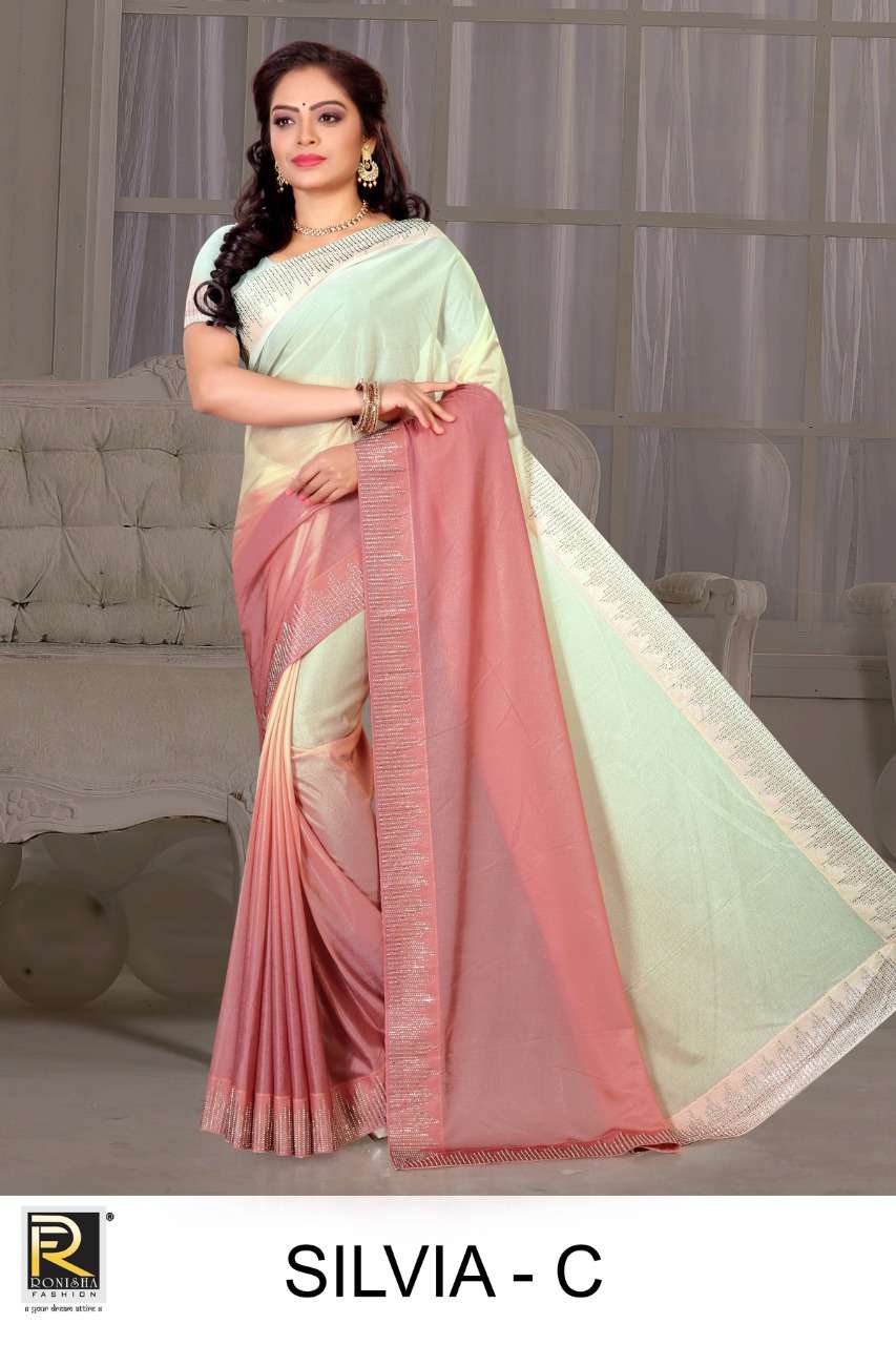 Silvia by ranjna saree siroski diamond border party wear saree beautiful collection online shop 