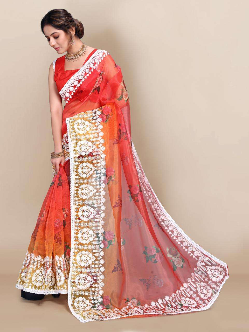 Slyvie Organza sarees best  rates dealis