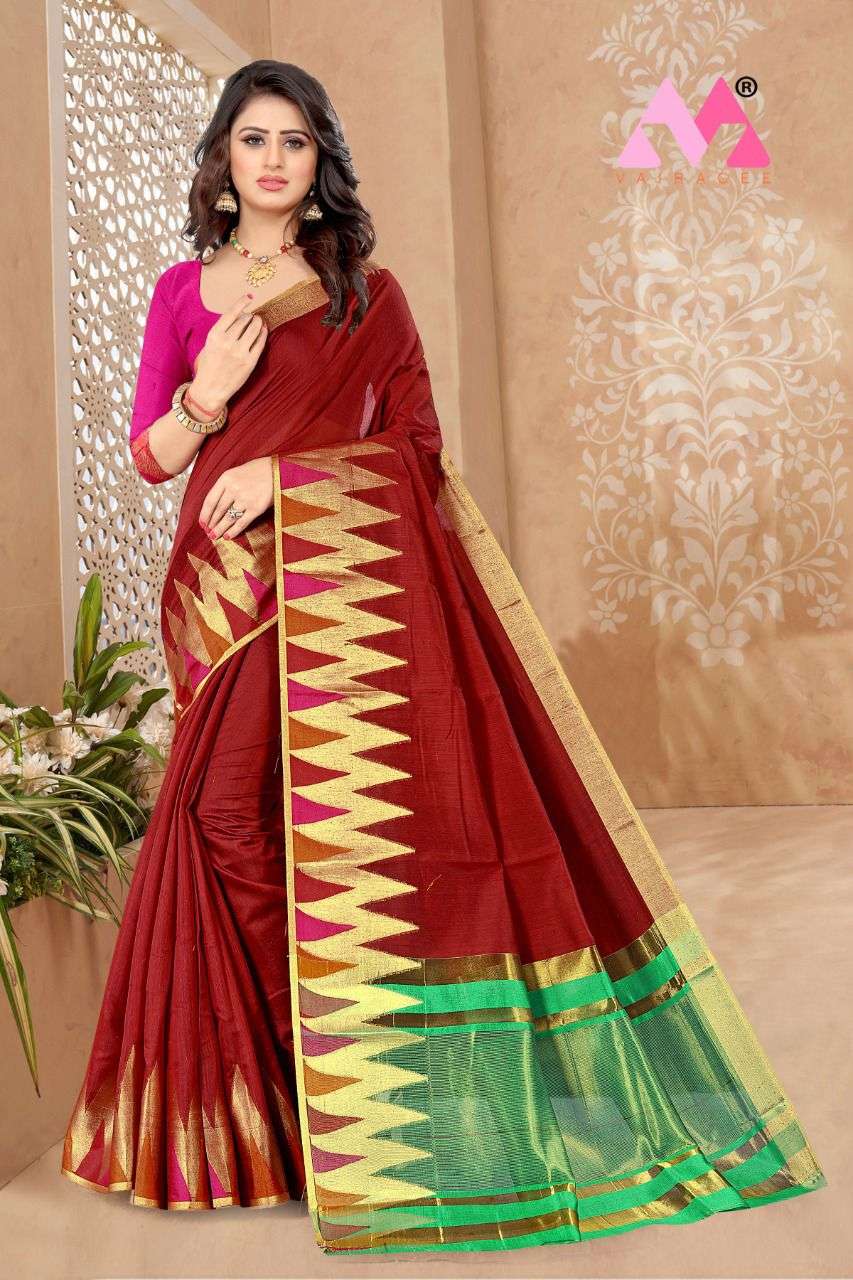 Temple cotton saree ready to ship