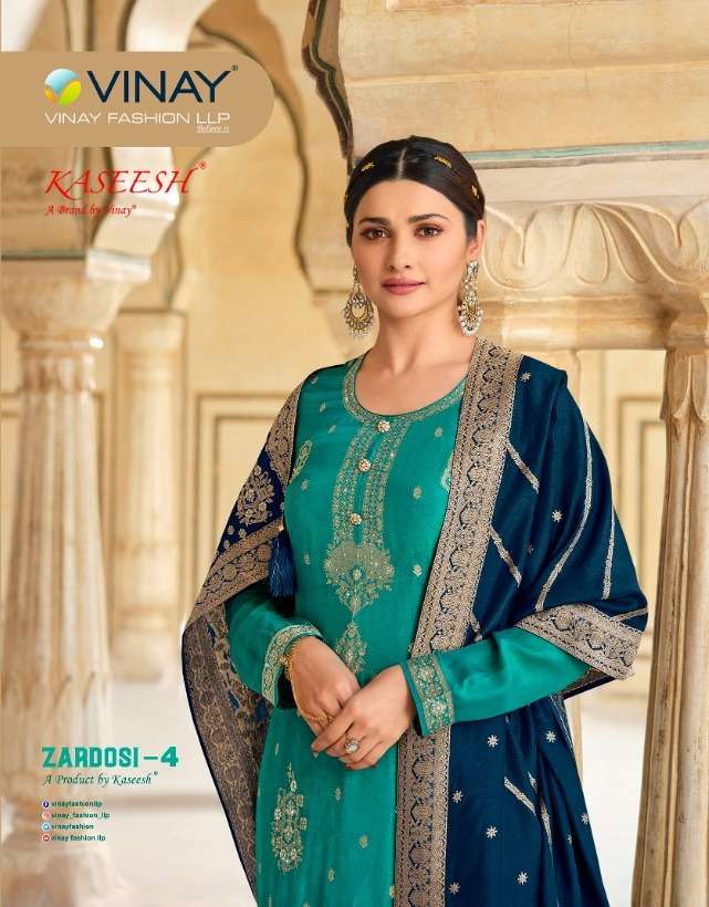 vinay fashion zardosi vol 4 pure dola jacquard elegant look indian salwar kameez