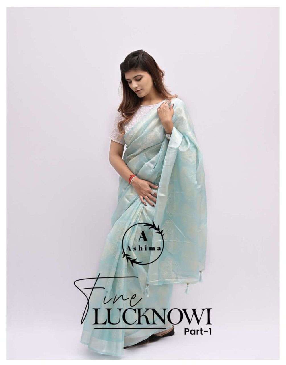 ashima fine lucknowi georgette saree with designer blouse 