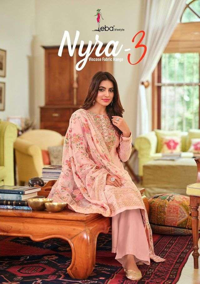 eba lifestyle nyra vol 3 viscose silk embroidery dashing salwar kameez