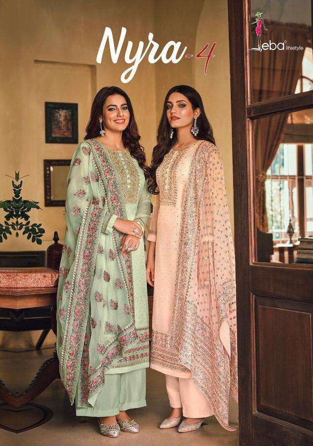 eba nyra vol 4 pure viscose organza exclusive salwar kameez