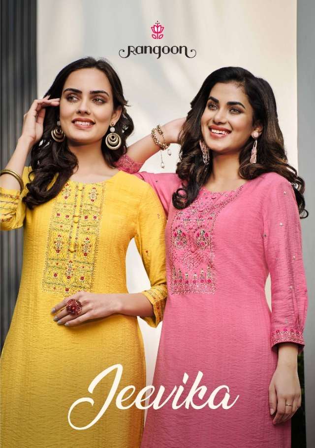 jeevika by rangoon pure viscose embroidery fancy kurtis