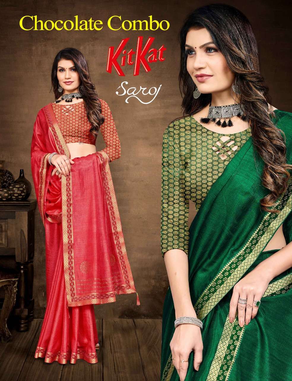 kitkat by saroj vichitra silk fancy saree supplier