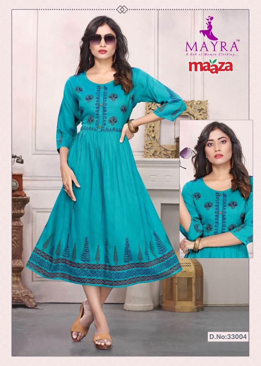 Maaza vol.2 by mayra haevy rayon print kurti catalog wholesaler best rate