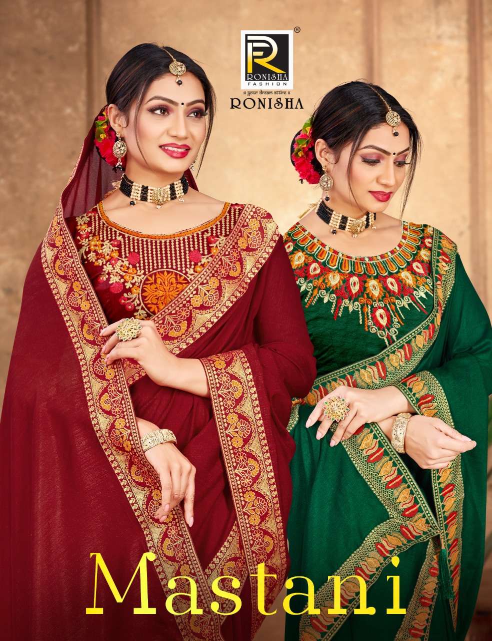 Mastani by Ranjna saree fastive wear stylish border worked blouse saree Collection 