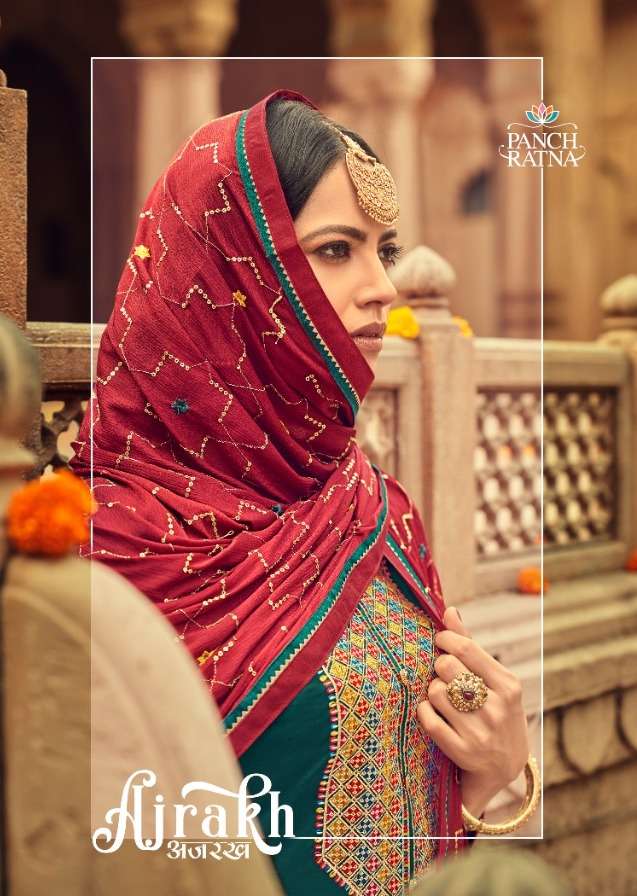 panch ratna present ajrakh jam silk designer fancy dresses wholesaler