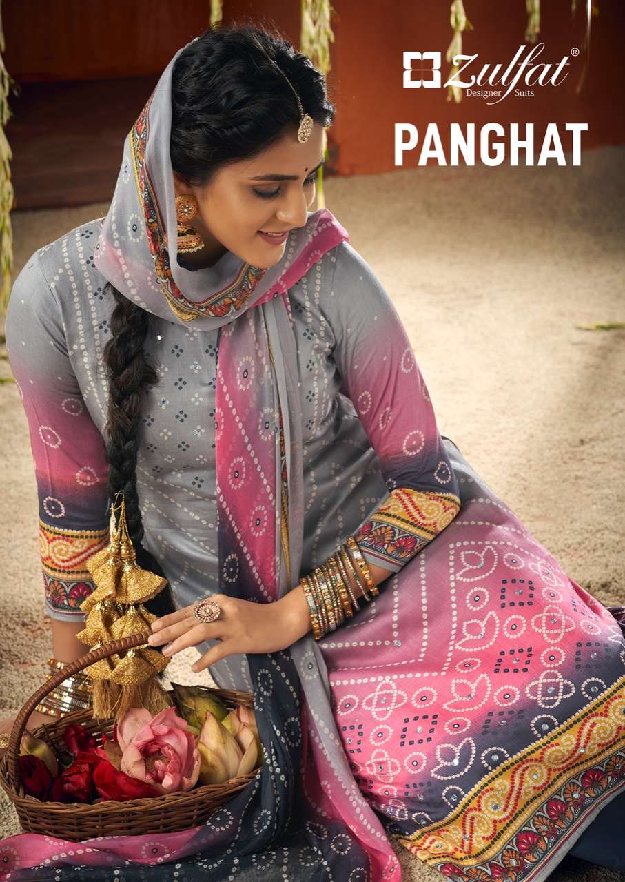 panghat by zulfat jam cotton summer wear fancy dress materials