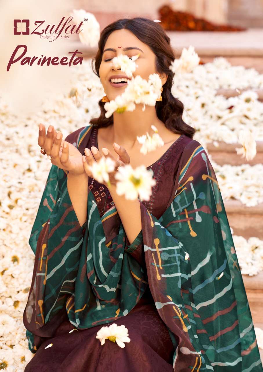 parineeta by zulfat jam jacquard cotton fancy dresses wholesaler