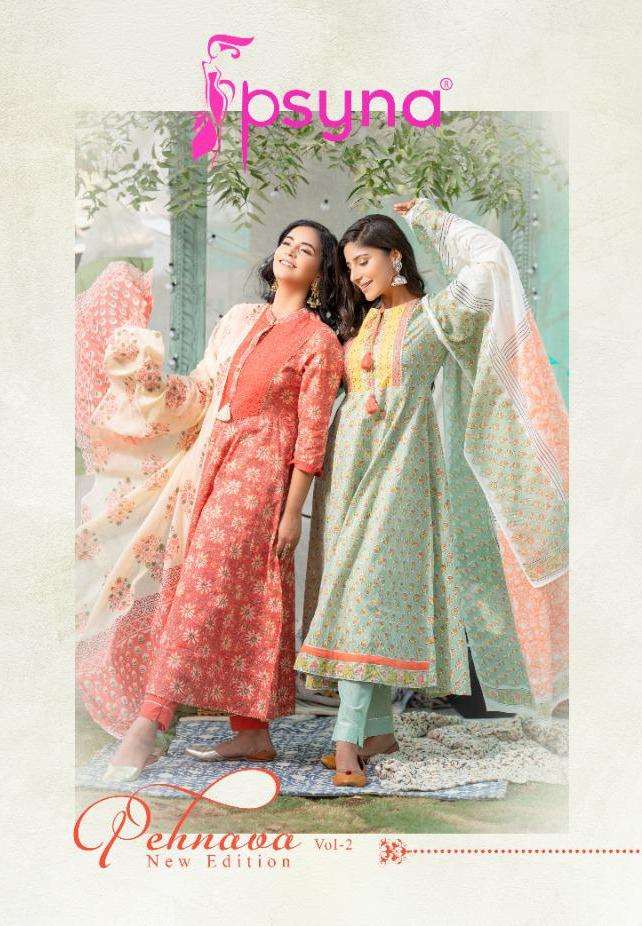 pehnava new edition vol 2 by psyna cotton readymade long fancy suits