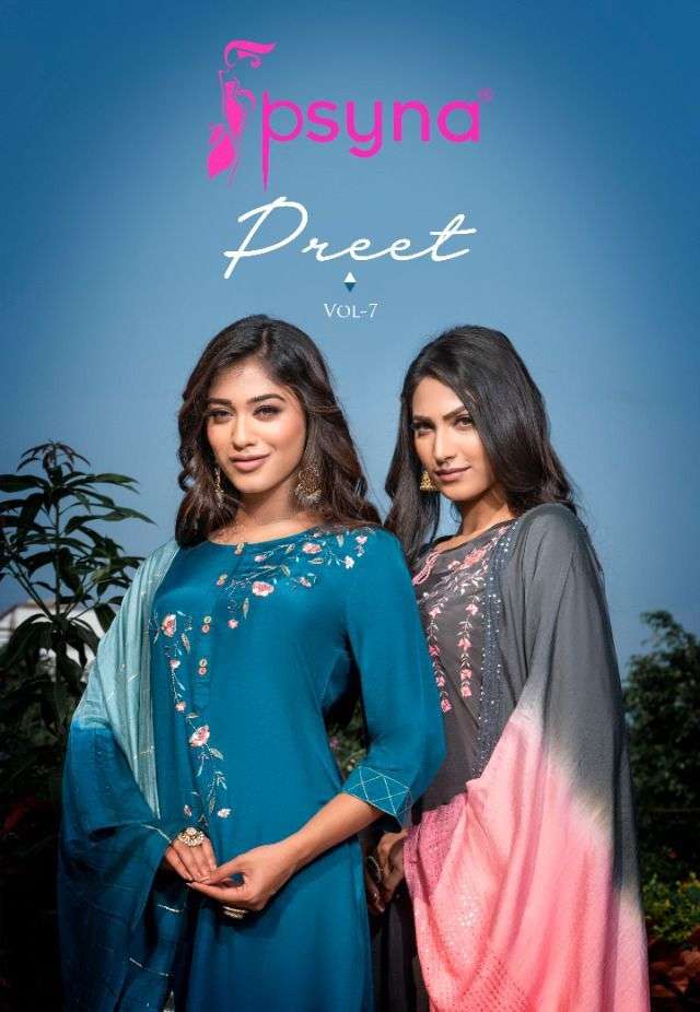 preet vol 7 by psyna exclusive readymade kurti with skirt sharara pant & dupatta set