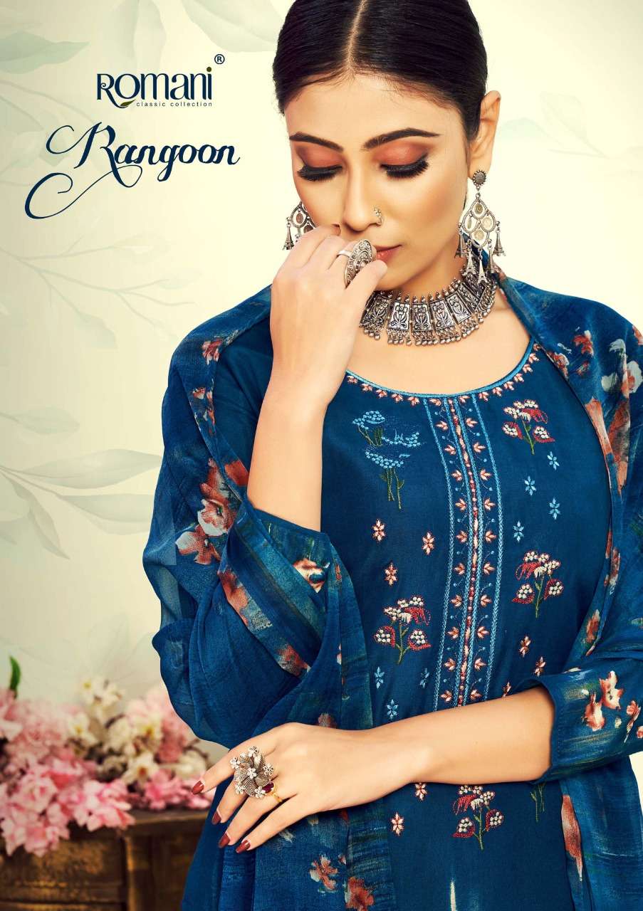 romani rangoon cotton printed suits with 3mtr bottom 