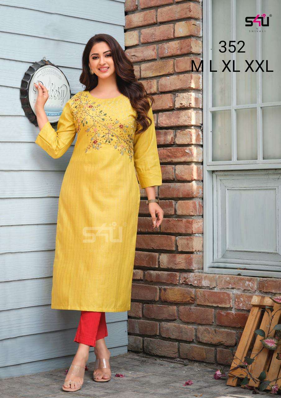 s4u 352 designer handwork fancy kurti combo set supplier