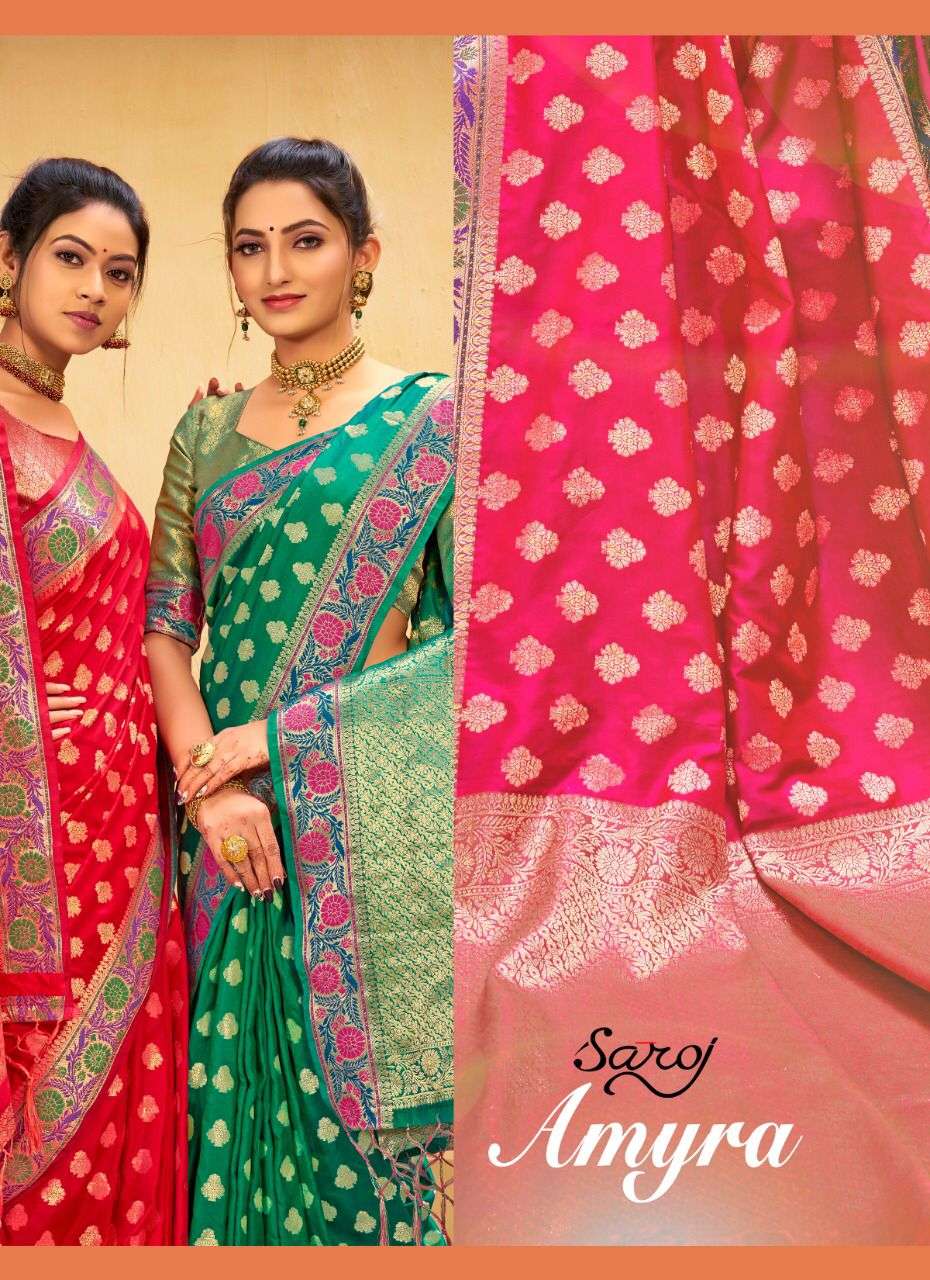 saroj present amyra silk wedding fancy saree online supplier