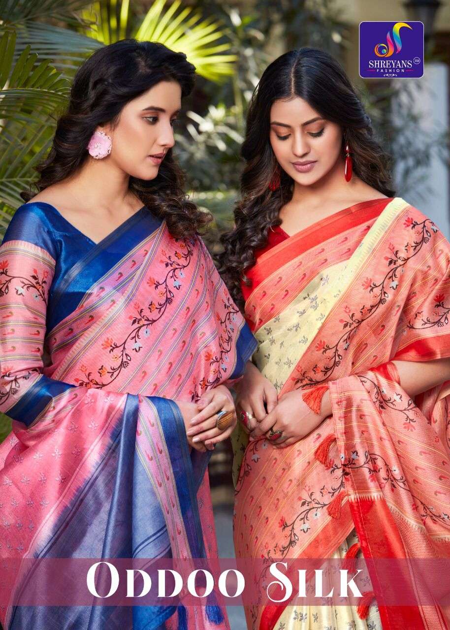 shreyans fashion oddoo silk soft cotton silk saree authorized supplier 