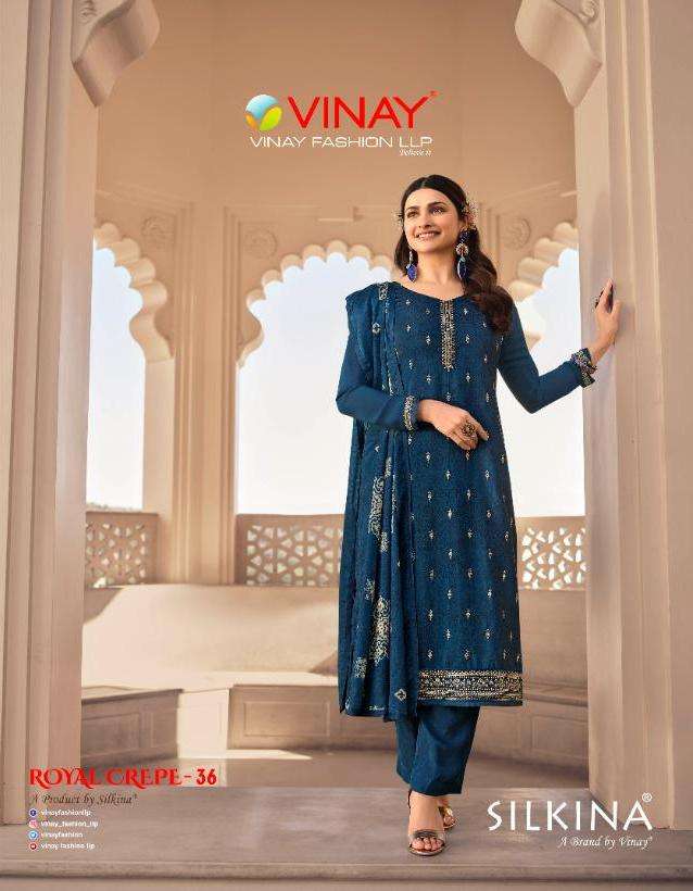 vinay silkina royal crepe vol 36 exclusive designer fancy suits