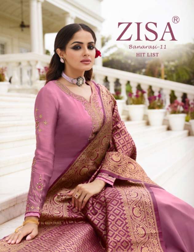 zisa banasar vol 11 hitlist by meera satin georgette work fancy indian suits