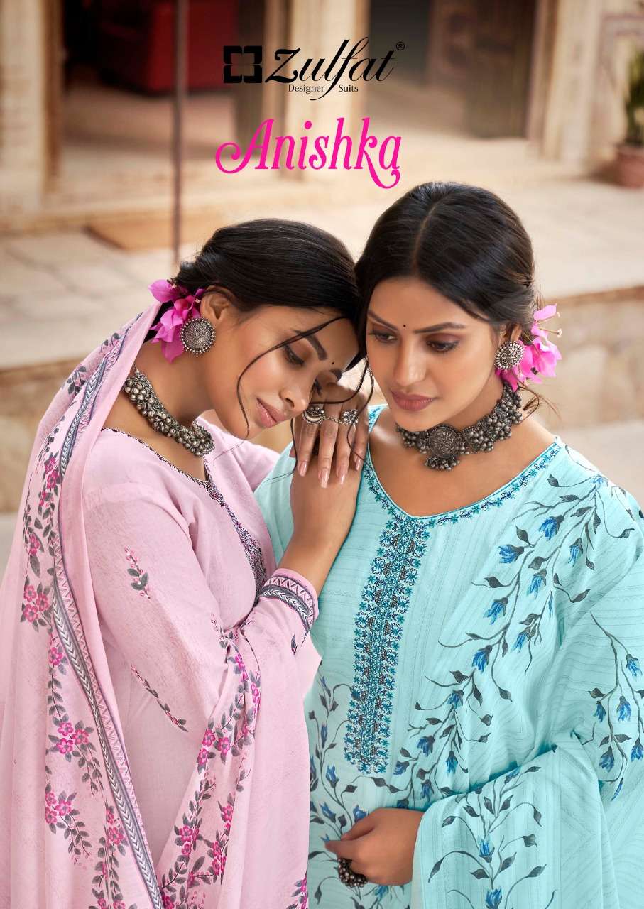 anishka by zulfat cotton work daily wear fancy dress materials