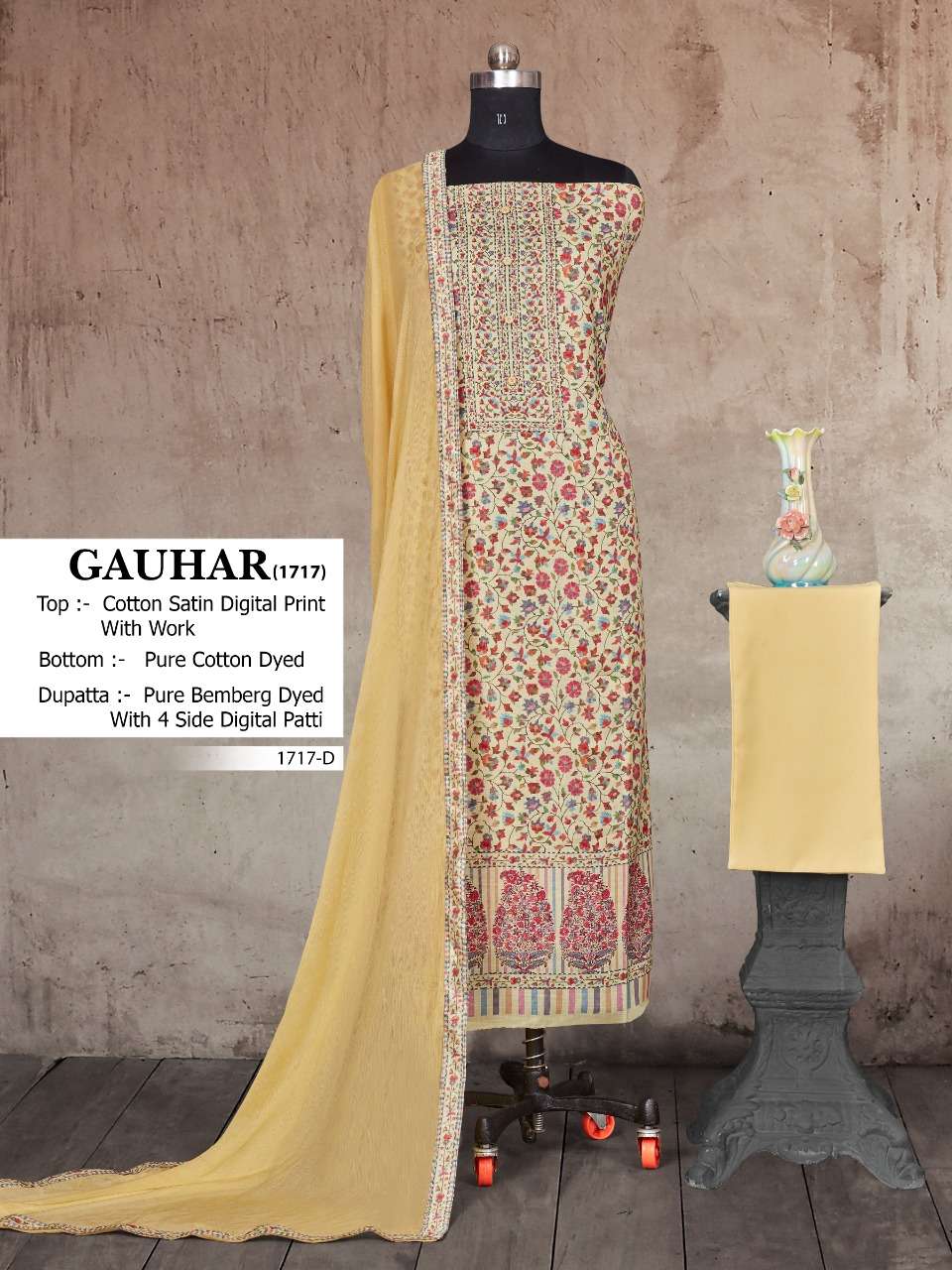 bipson gauhar 1717 cotton satin dress materials