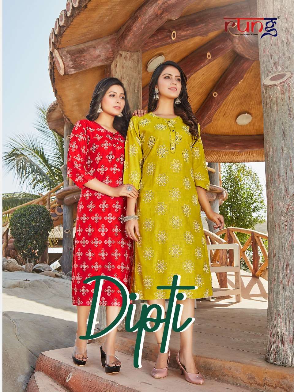 dipti by rung rayon casual wear fancy kurtis