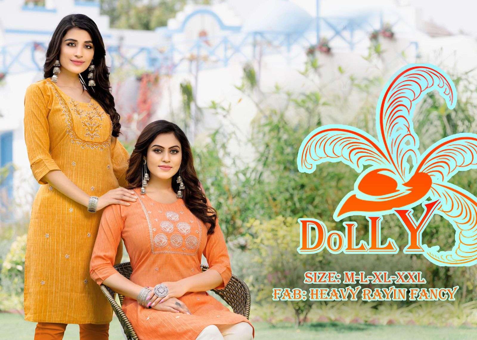 DOLLY BY BEAUTY QUEEN HEAVY RAYON WORK KURTI CATALOG WHOLESALER BEST RATE