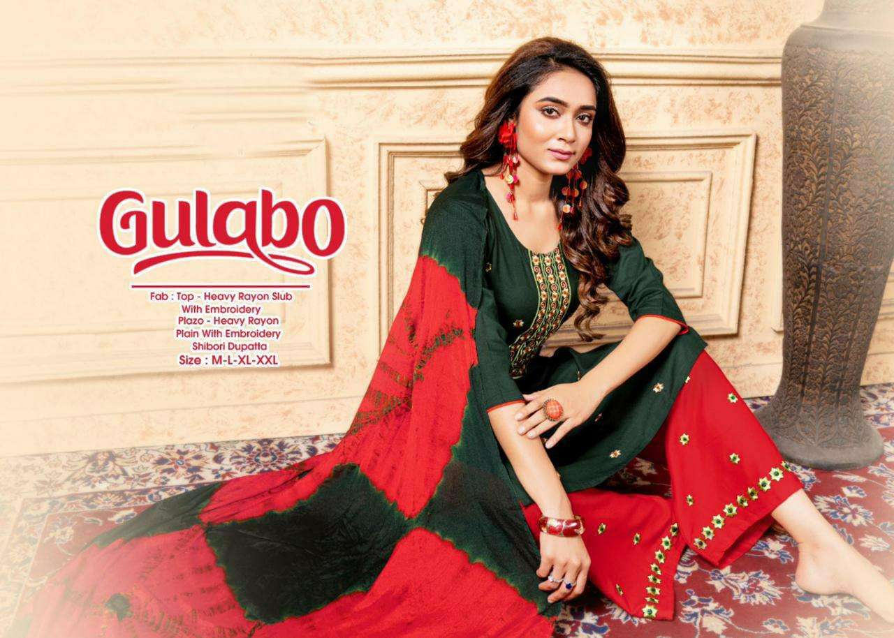 GULABO  BY BEAUTY QUEEN HEAVY RAYON READYMADE SUIT CATALOG WHOLESALER BEST RATE