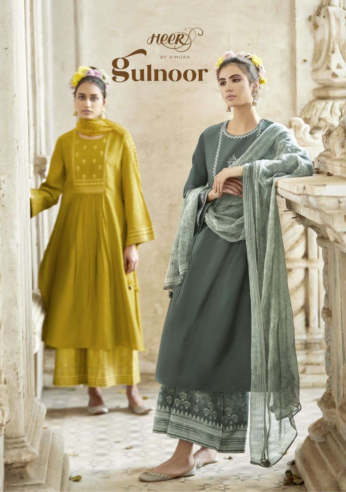 gulnoor by kimora cotton satin exclusive fancy suits