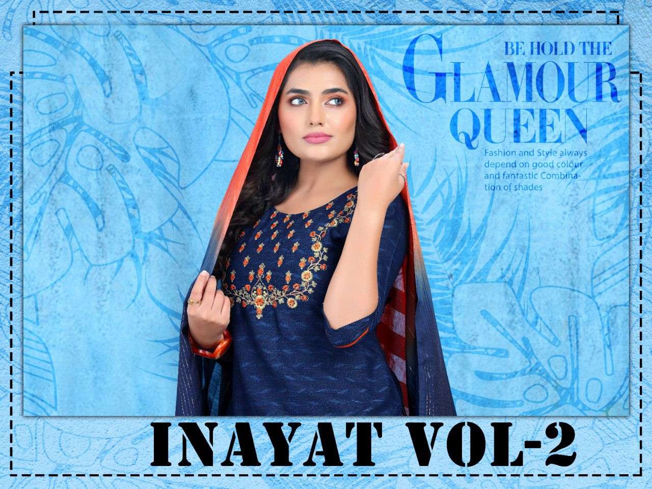 INAYAT Vol- 2 BY BEAUTY QUEEN HEAVY Riyon Dobby  heavy top Embrodery work + Cottan pant  embroidery work + fancy dupatta sillai pattern READYMADE SUIT CATALOG WHOLESALER BEST RATE