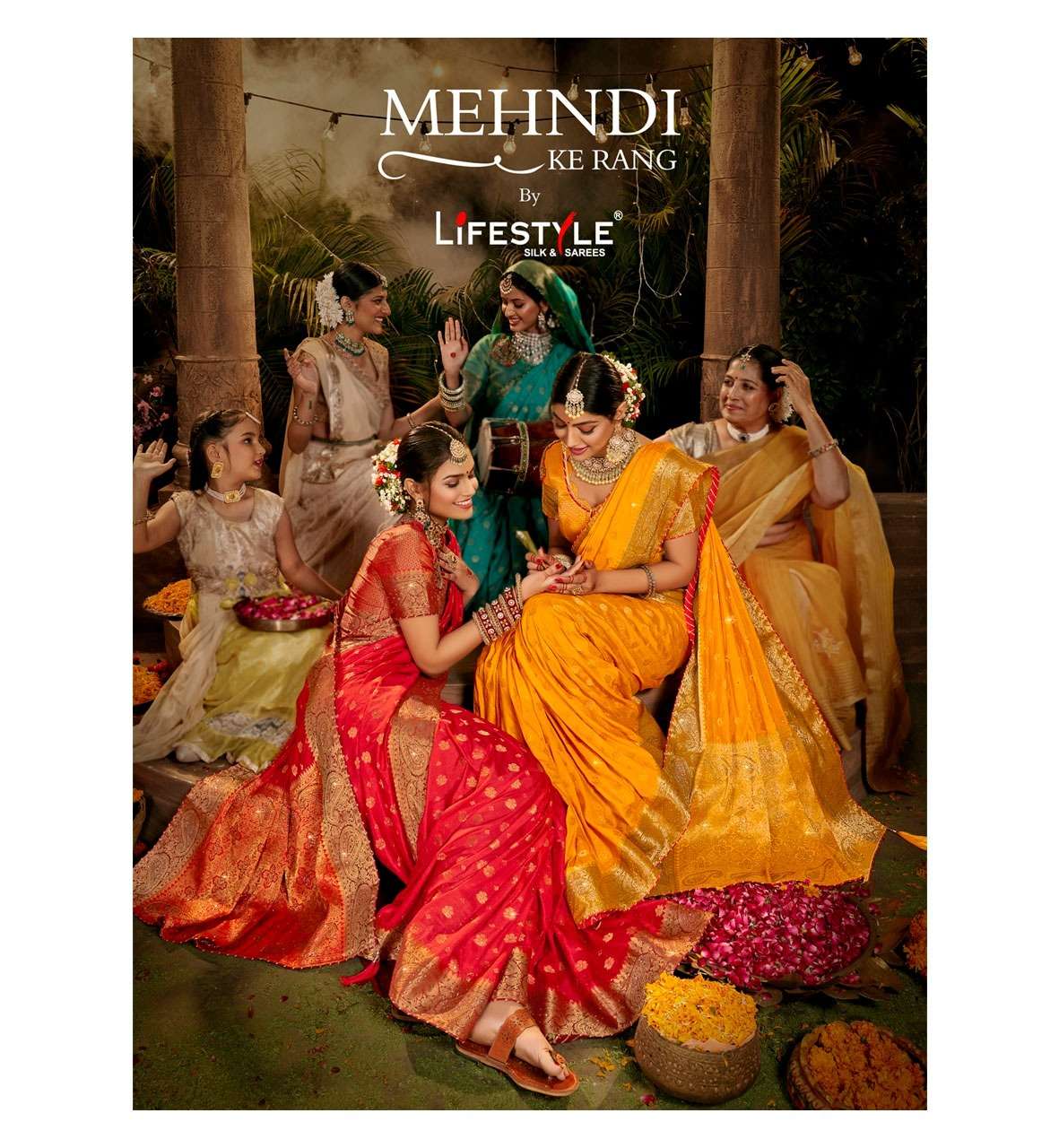 lifestyle mehndi ke rang dola silk wedding saree supplier